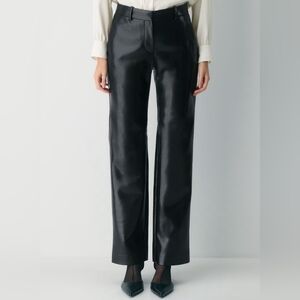 Aritzia Wilfred Faux Leather Straight Leg Pants Black | Size Small